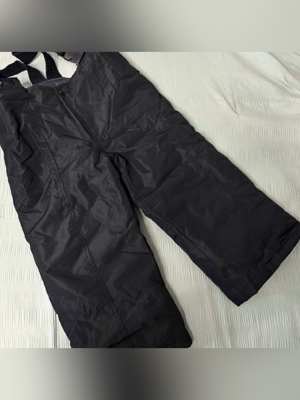 Black Insulated Snow Bib Pants with Adjustable Straps